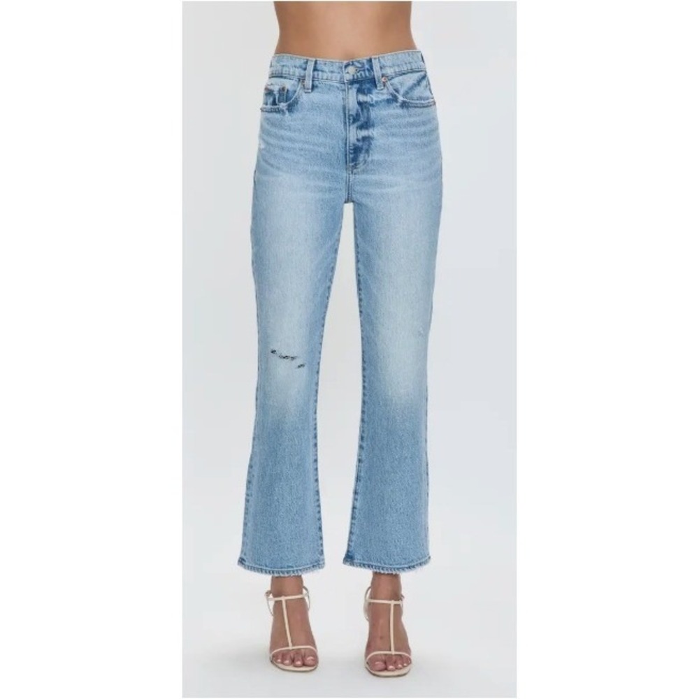 Pistola Ally High Rise Cropped Bootcut Jeans Light Wash Distressed Womens 27